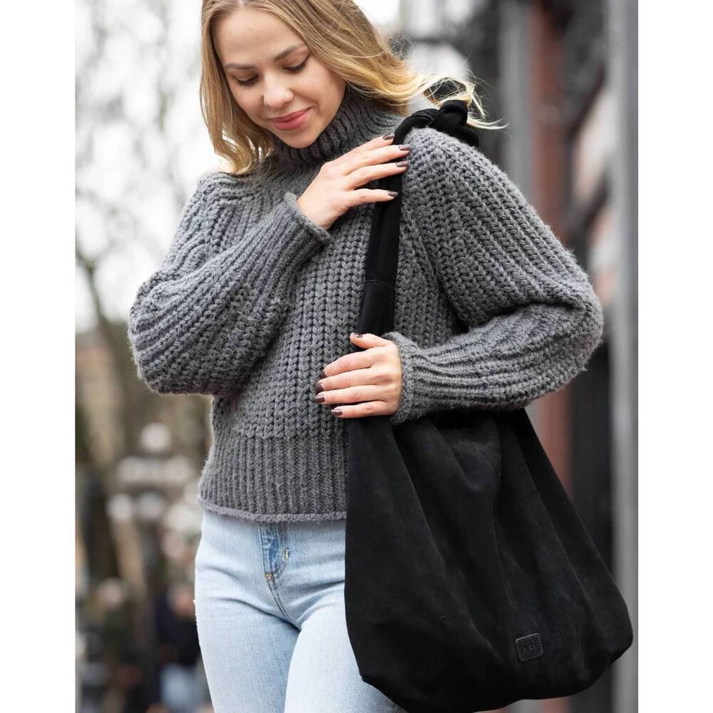 NEW RISA women's knot suede purse in black